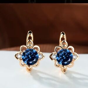 Elegant Gold and Blue Gemstone Earrings